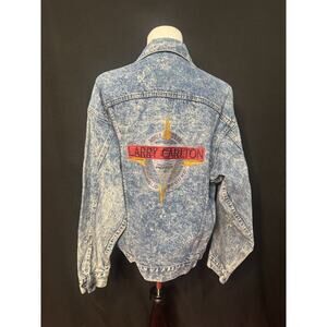 Vintage 80's Larry Carlton World Tour Blue Acid Wash Denim Jean Jacket Size S